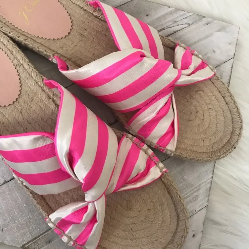 J.Crew Striped Twisted Knot Espadrille Sandals Size 8.5